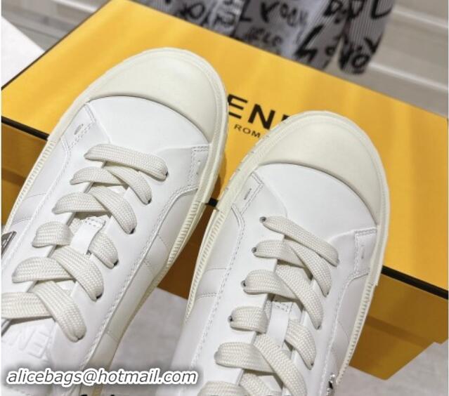 Cheap Price Fendi FF Patch Calfskin Sneakers White 112112