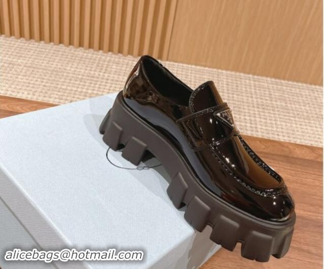 Grade Quality Prada Monolith Patent Leather Platform Loafers Black 114119