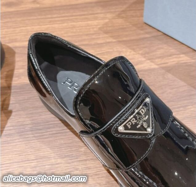 Classic Hot Prada Patent Leather Loafers Black 114128