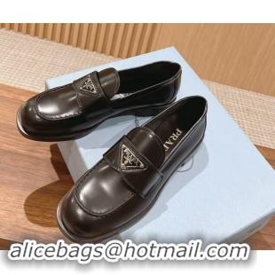 Best Product Prada Brushed Leather Loafers Black 114130