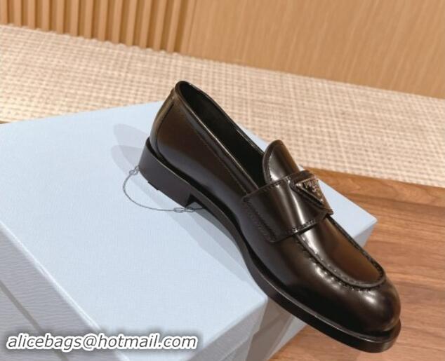 Best Product Prada Brushed Leather Loafers Black 114130