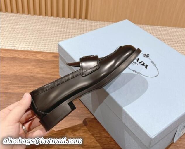 Best Product Prada Brushed Leather Loafers Black 114130