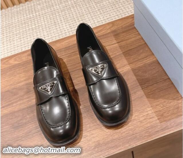 Best Product Prada Brushed Leather Loafers Black 114130