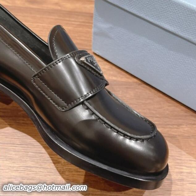 Best Product Prada Brushed Leather Loafers Black 114130