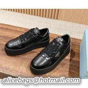 Good Quality Prada Leather Platform Sneakers Black 115001