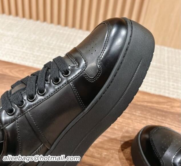 Good Quality Prada Leather Platform Sneakers Black 115001