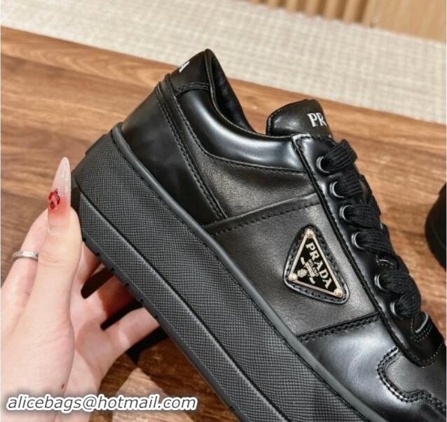 Good Quality Prada Leather Platform Sneakers Black 115001