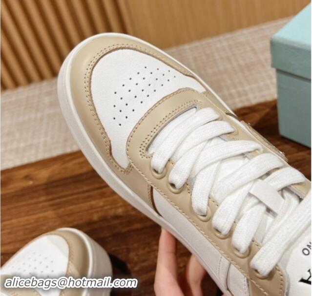 Top Grade Prada Leather Platform Sneakers White/Beige 115002