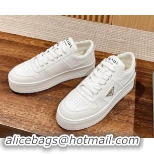 Unique Style Prada Leather Platform Sneakers White 115003