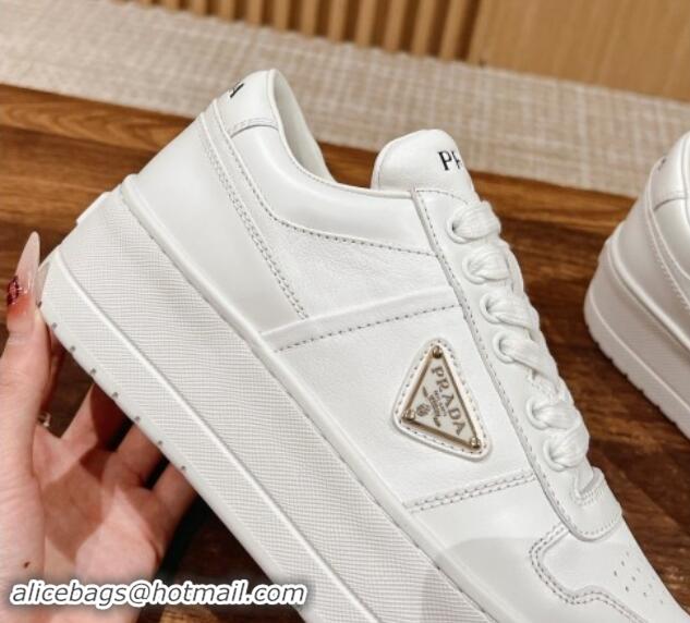 Unique Style Prada Leather Platform Sneakers White 115003