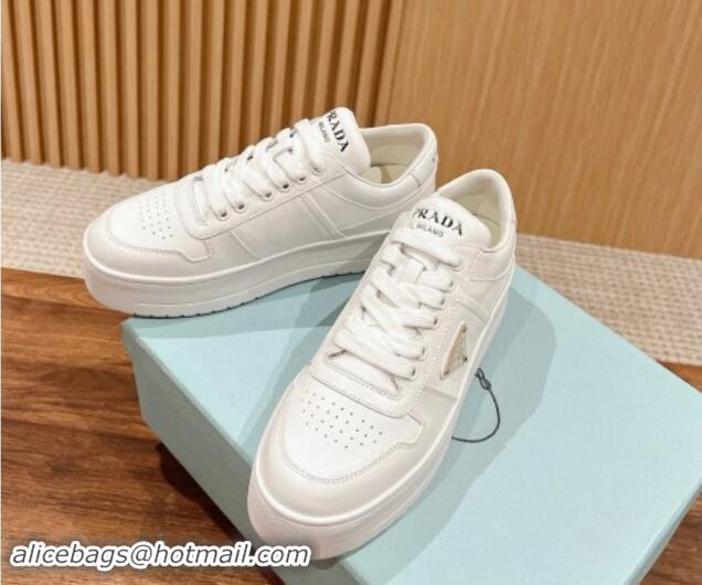 Unique Style Prada Leather Platform Sneakers White 115003