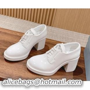 Low PricePrada Brushed Leather Lace-up Pumps 7.5cm White 115004