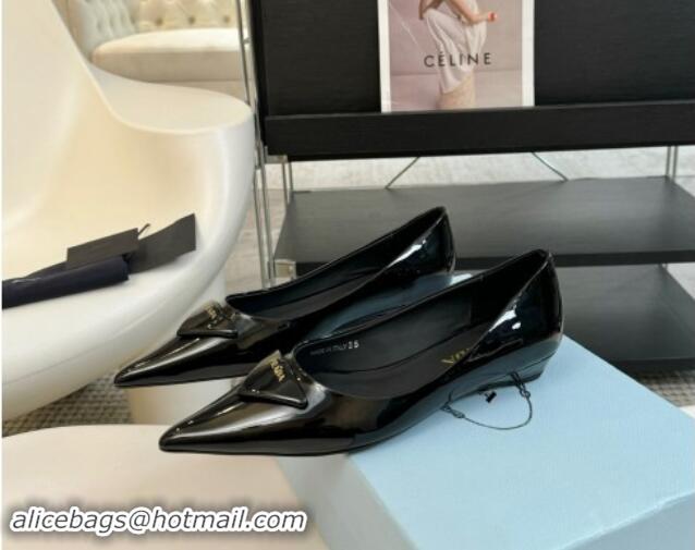 Sumptuous Prada Patent Leather Pointed Ballerinas Flat Black 1115018