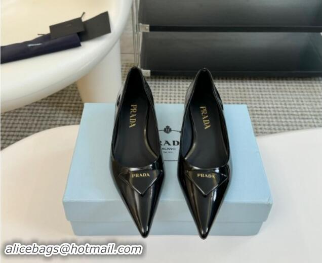 Sumptuous Prada Patent Leather Pointed Ballerinas Flat Black 1115018