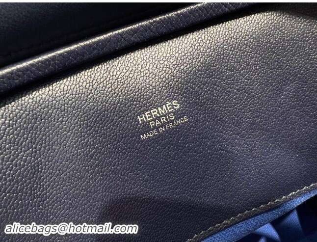 Famous Brand Hermes Birkin 25cm Cargo Bag in Swift Leather and Canvas H25 Black/Blue 2024 (Full Handmade)