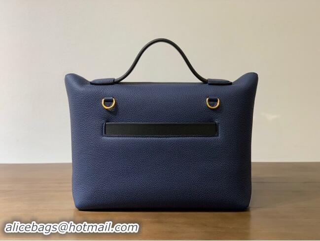 Best Design Hermes Kelly 24/24 Bag in Original Evercolor & Swift Leather H2424 Blue Sapphire/Silver 2024 (Full Handmade)