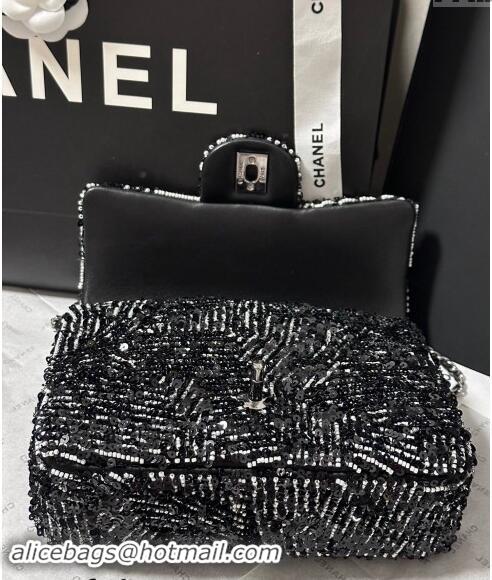 Top Grade Chanel Sequins Classic Mini Flap Bag A69900 Black/White 2024