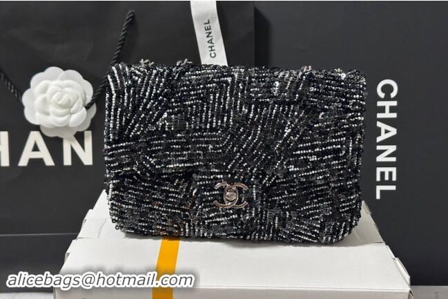 Top Grade Chanel Sequins Classic Mini Flap Bag A69900 Black/White 2024