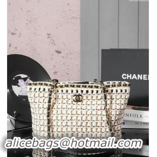 Grade Design Chanel Cotton Crochet Small Shopping bag AS5235 Beige 2024