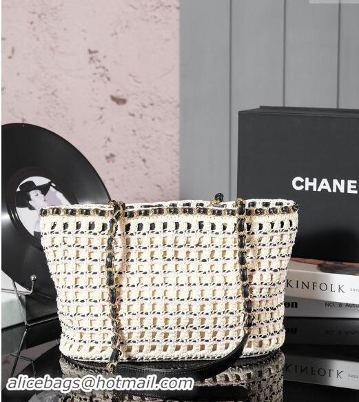 Grade Design Chanel Cotton Crochet Small Shopping bag AS5235 Beige 2024