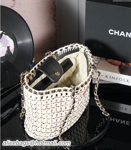 Grade Design Chanel Cotton Crochet Small Shopping bag AS5235 Beige 2024