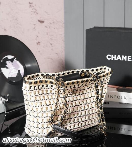 Grade Design Chanel Cotton Crochet Small Shopping bag AS5235 Beige 2024