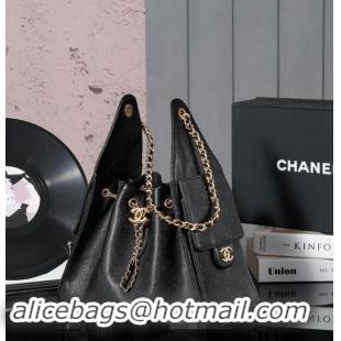 Good Looking Chanel Grained Calfskin Hobo bag CH110704 Black 2024