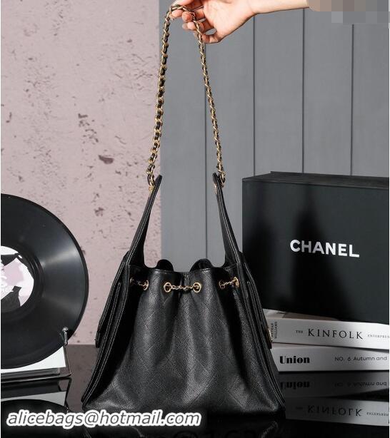 Good Looking Chanel Grained Calfskin Hobo bag CH110704 Black 2024