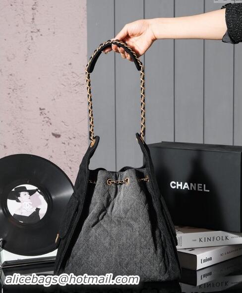 Top Grade Chanel Denim Hobo Bag CH110704 Grey/Black 2024