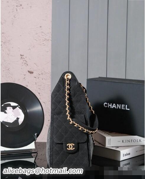 Top Grade Chanel Denim Hobo Bag CH110704 Grey/Black 2024