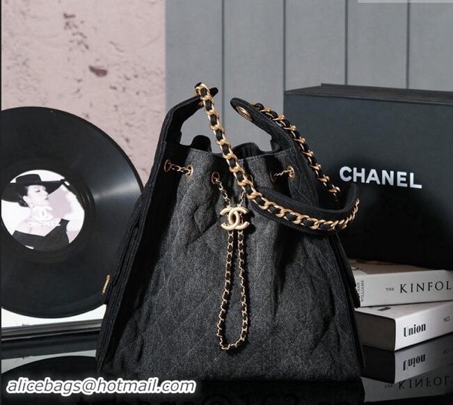 Top Grade Chanel Denim Hobo Bag CH110704 Grey/Black 2024