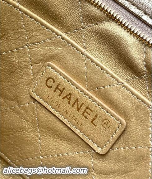 Top Quality Chanel Metallic Lambskin Pouch with Handle AP4281 Gold 2024