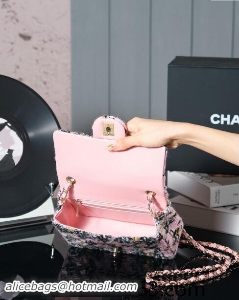 Super Quality Chanel Wool Tweed Classic Mini Flap Bag A69900 Pink 2024