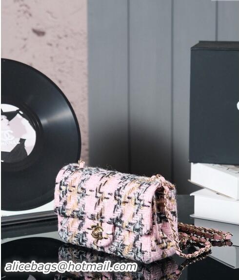 Super Quality Chanel Wool Tweed Classic Mini Flap Bag A69900 Pink 2024