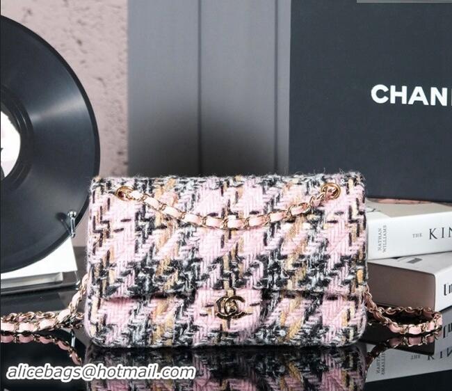 Well Crafted Chanel Wool Tweed Classic 11.12 Medium Flap Bag A01112 Pink 2024