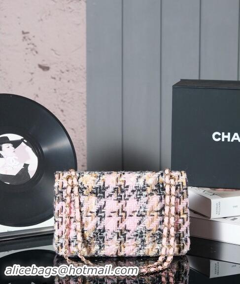 Well Crafted Chanel Wool Tweed Classic 11.12 Medium Flap Bag A01112 Pink 2024