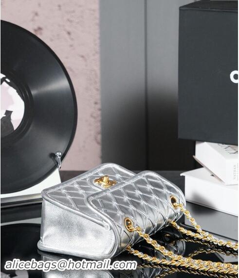 Shop Grade Chanel Woven Quilted Calfskin Mini Flap Bag A7110 Silver 2024