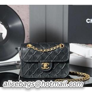 New Design Chanel Woven Quilted Calfskin Mini Flap Bag A7110 Black 2024