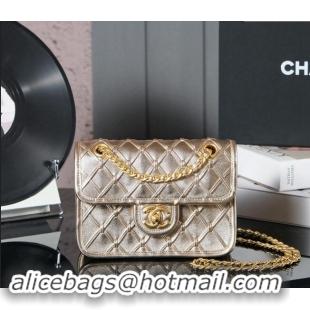 Classic Specials Chanel Woven Quilted Calfskin Mini Flap Bag A7110 Gold 2024