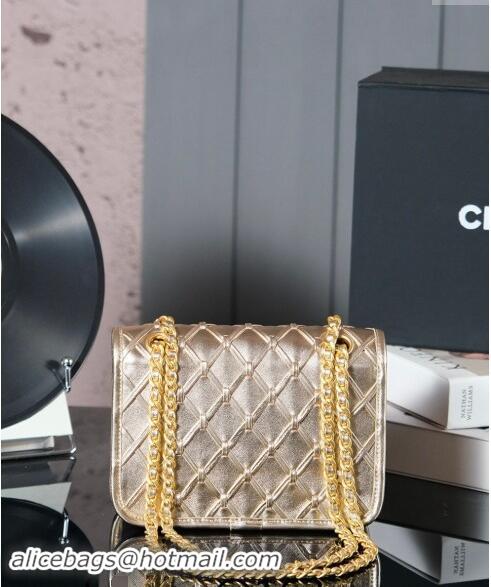 Classic Specials Chanel Woven Quilted Calfskin Mini Flap Bag A7110 Gold 2024