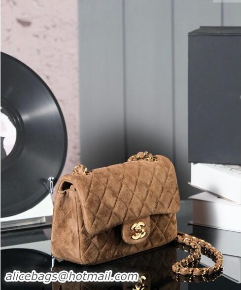 Market Sells Chanel Suede Classic Mini Flap Bag A01116 Brown 2024