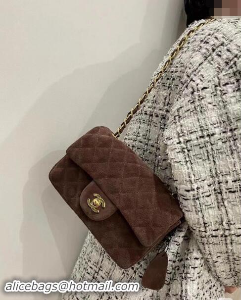 Market Sells Chanel Suede Classic Mini Flap Bag A01116 Brown 2024