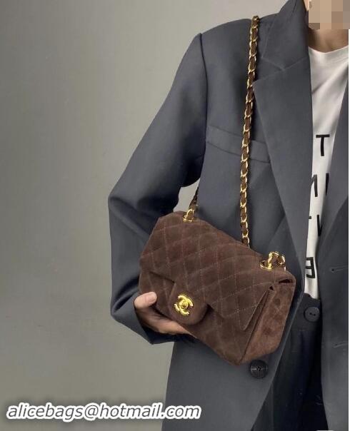 Market Sells Chanel Suede Classic Mini Flap Bag A01116 Brown 2024