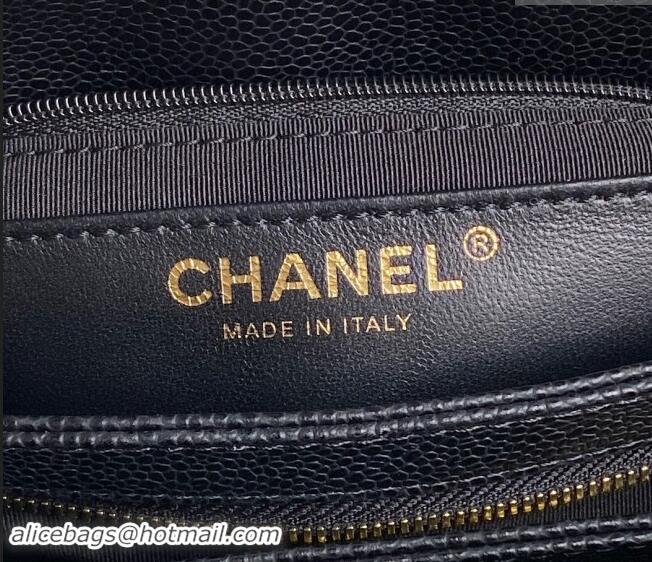 Pretty Style Chanel Grained Shiny Calfskin Small Bowling bag AS5137 Black 2024