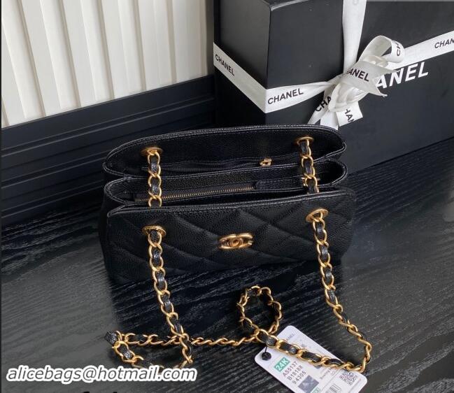 Pretty Style Chanel Grained Shiny Calfskin Small Bowling bag AS5137 Black 2024