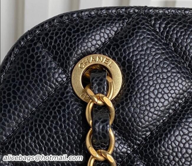 Pretty Style Chanel Grained Shiny Calfskin Small Bowling bag AS5137 Black 2024