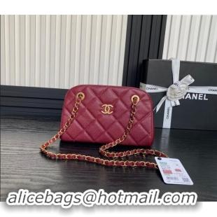 Well Crafted Chanel Grained Shiny Calfskin Small Bowling bag AS5137 Burgundy 2024