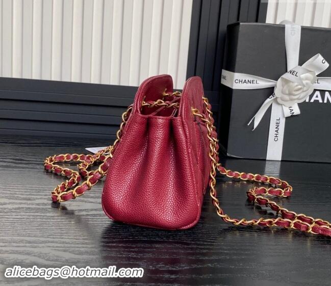 Well Crafted Chanel Grained Shiny Calfskin Small Bowling bag AS5137 Burgundy 2024