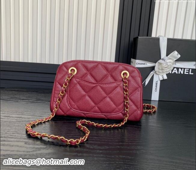 Well Crafted Chanel Grained Shiny Calfskin Small Bowling bag AS5137 Burgundy 2024