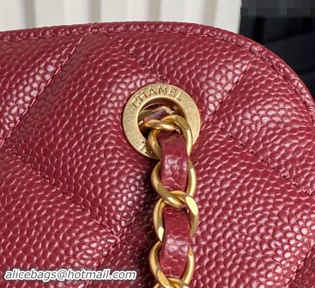 Well Crafted Chanel Grained Shiny Calfskin Small Bowling bag AS5137 Burgundy 2024